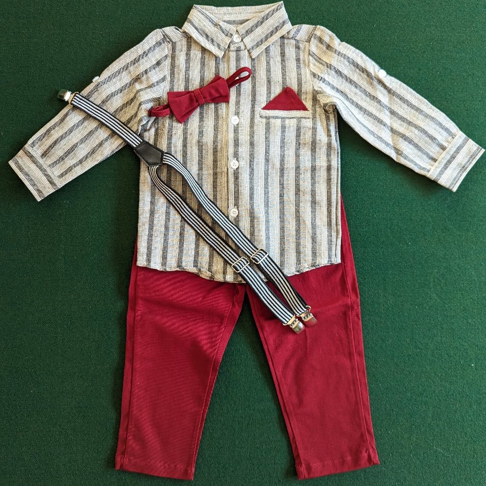 NWT Boy's Red, Gray, and White 4 Piece Suit 💙